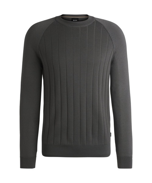 BOSS（ボス）の「ウールブレンド レギュラーフィットセーター ストライプニット（ニット/セーター・メンズ・ブラック/ダークグレー・M/XL/XXXL/S/L/XXL）」の10枚目の写真