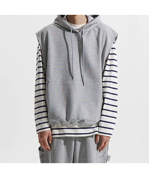 XERO（ゼロ）の「String Hood Sweat Vest [2 Colors]（パーカー・レディース・ブラック/グレー・LARGE/MEDIUM）」の2枚目の写真