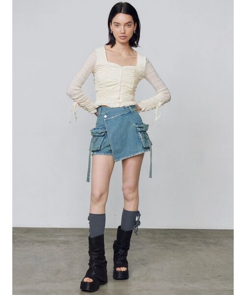 EMODA（エモダ）の「フロントボタンギャザートップ（Tシャツ/カットソー・レディース・アイボリー/ブラック/ベージュ/ホワイト・FREE）」の13枚目の写真