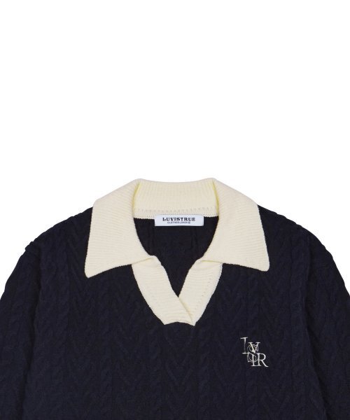 LUVISTRUE（ラヴイズトゥルー）の「CH LOGO COLLAR KNIT(NAVY)（ニット/セーター・レディース・その他・FREE）」の4枚目の写真