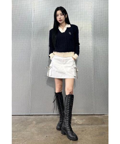 LUVISTRUE（ラヴイズトゥルー）の「CH LOGO COLLAR KNIT(NAVY)（ニット/セーター・レディース・その他・FREE）」の6枚目の写真