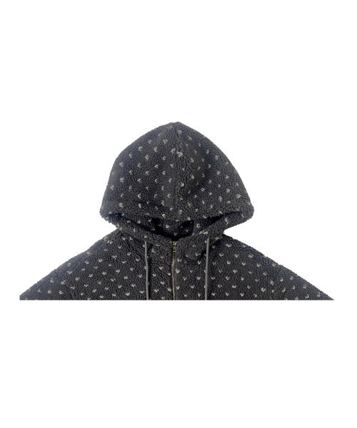 セール】ハート模様ドット柄フリースジップパーカー（ブルゾン