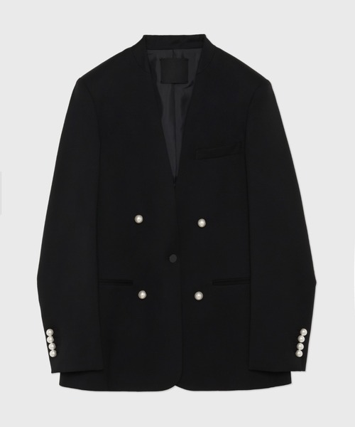 CINOH(チノ)の「BLACK FORMAL NO COLLAR JACKET(ノーカラージャケット・レディース・ブラック/ネイビー/ネイビー系・36/40/38)」の6枚目の写真