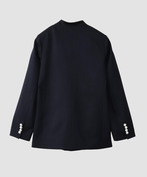 CINOH(チノ)の「BLACK FORMAL NO COLLAR JACKET(ノーカラージャケット・レディース・ブラック/ネイビー/ネイビー系・36/40/38)」の11枚目の写真