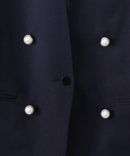 CINOH(チノ)の「BLACK FORMAL NO COLLAR JACKET(ノーカラージャケット・レディース・ブラック/ネイビー/ネイビー系・36/40/38)」の14枚目の写真