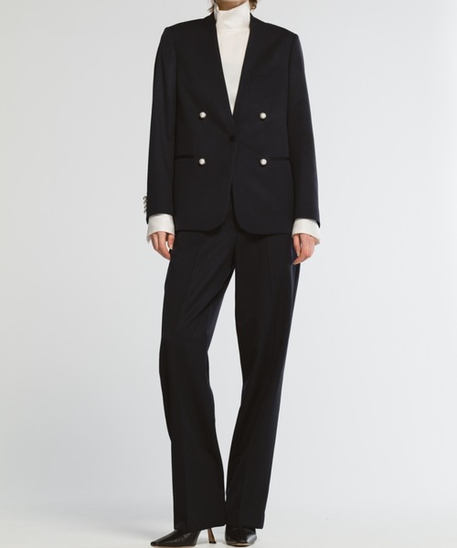 CINOH(チノ)の「BLACK FORMAL NO COLLAR JACKET(ノーカラージャケット・レディース・ブラック/ネイビー/ネイビー系・36/40/38)」の15枚目の写真