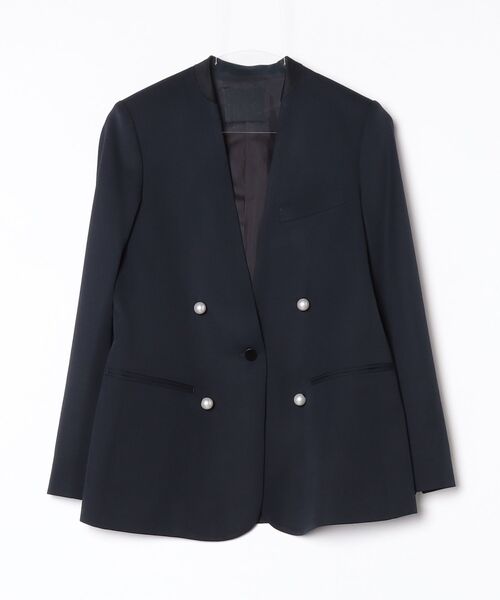 CINOH(チノ)の「BLACK FORMAL NO COLLAR JACKET(ノーカラージャケット・レディース・ブラック/ネイビー/ネイビー系・36/40/38)」の16枚目の写真