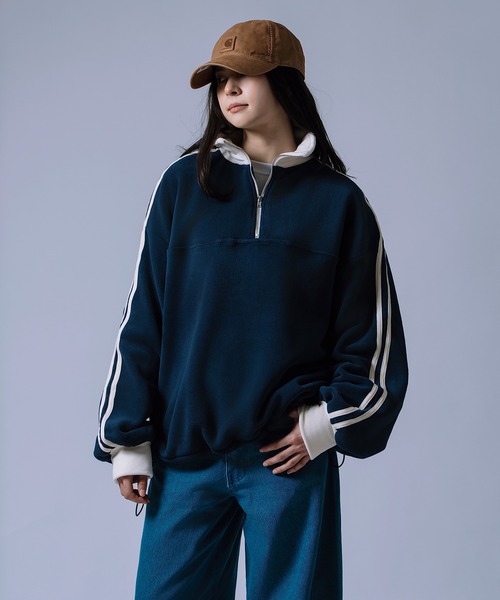 improves（インプローブス）の「【Unisex】フリース ハーフジップ トラック プルオーバー（スウェット・メンズ・アイボリー/ネイビー/チャコール・LARGE/MEDIUM）」の3枚目の写真