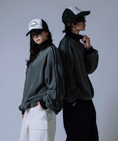 improves（インプローブス）の「【Unisex】フリース ハーフジップ トラック プルオーバー（スウェット・メンズ・アイボリー/ネイビー/チャコール・LARGE/MEDIUM）」の2枚目の写真