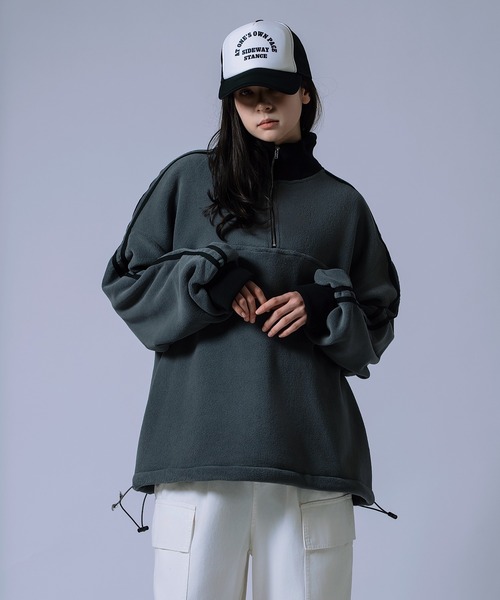 improves（インプローブス）の「【Unisex】フリース ハーフジップ トラック プルオーバー（スウェット・メンズ・アイボリー/ネイビー/チャコール・LARGE/MEDIUM）」の16枚目の写真