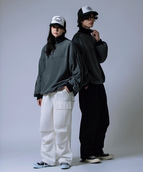 improves（インプローブス）の「【Unisex】フリース ハーフジップ トラック プルオーバー（スウェット・メンズ・アイボリー/ネイビー/チャコール・LARGE/MEDIUM）」の17枚目の写真