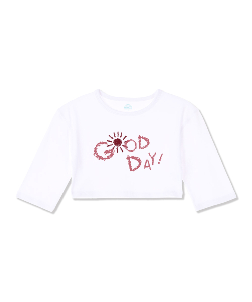 ASTRAL PROJECTION（アストラルプロジェクション）の「グッドデイ スーピマ スパン 5部袖 ショート クロップTシャツ_ホワイト（Tシャツ/カットソー・レディース・その他・FREE）」の2枚目の写真