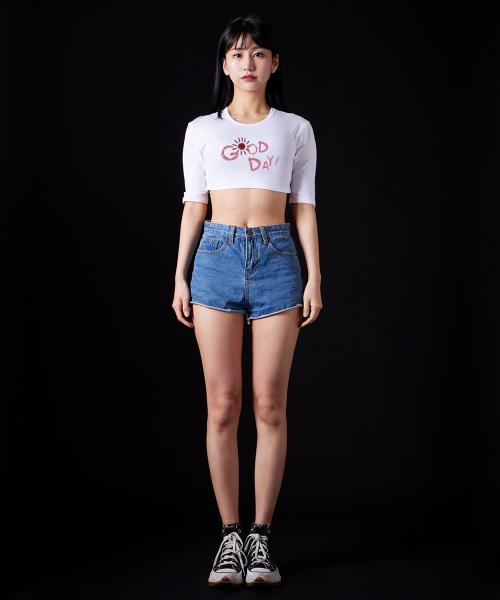 ASTRAL PROJECTION（アストラルプロジェクション）の「グッドデイ スーピマ スパン 5部袖 ショート クロップTシャツ_ホワイト（Tシャツ/カットソー・レディース・その他・FREE）」の4枚目の写真