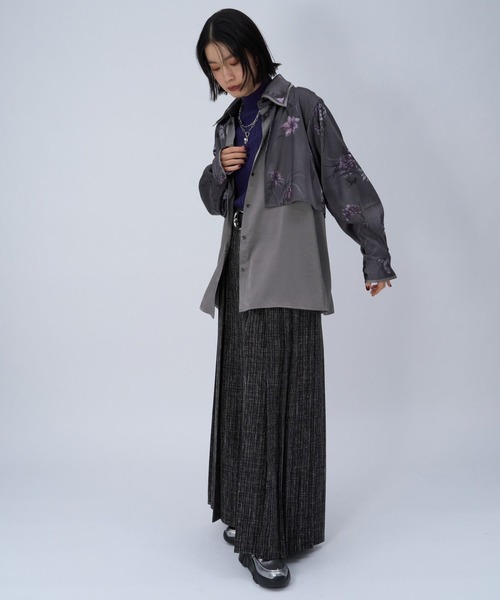 HARE（ハレ）の「エリレイヤードガラシャツ(HARE)（シャツ/ブラウス・レディース・グレー/ブルー・FREE）」の5枚目の写真