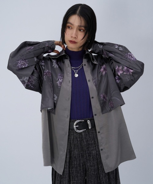 HARE（ハレ）の「エリレイヤードガラシャツ(HARE)（シャツ/ブラウス・レディース・グレー/ブルー・FREE）」の10枚目の写真