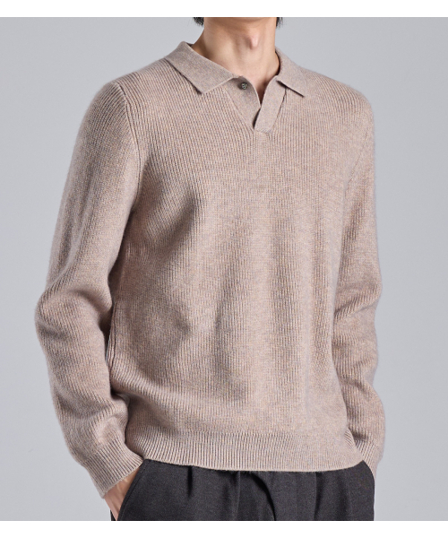 BUTTON SEOUL（ボタンソウル）の「ウールブレンドワンボタンカラーニット（ベージュ）（ポロシャツ・メンズ・その他・MEDIUM/LARGE/X-LARGE）」の8枚目の写真
