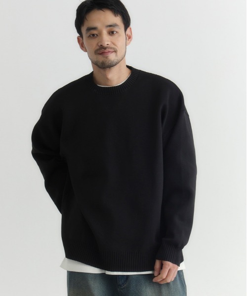 BACK NUMBER(バックナンバー)の「【BACK NUMBER】ウォッシャブルメランジクルーネックセーター (クールスタイル / 快適さ / 簡単お手入れ / 都会的デザイン)(ニット/セーター・メンズ・ブラウン/グリーン/ネイビー/ダークグレー/イエロー/グレー/ブルー/ブラック・S/M/L/XL)」の2枚目の写真