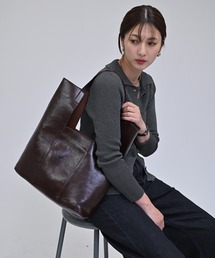 enlit（エンリット）の「【 enlit 】 スクエアデザイン フェイクレザー トートバッグ ≪ A4 収納 ≫（トートバッグ）」