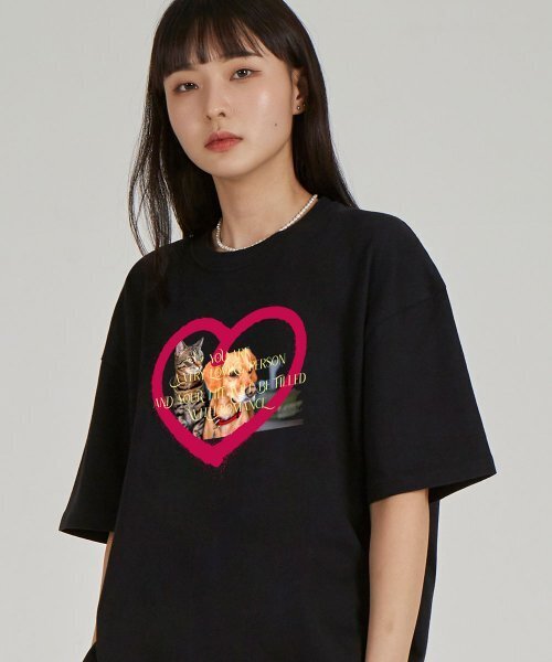 ASTRAL PROJECTION(アストラルプロジェクション)の「ラブリーペッツ 40番手ダブルウィーブコットン半袖Tシャツ_ブラック(Tシャツ/カットソー・レディース・その他・MEDIUM/LARGE)」の1枚目の写真