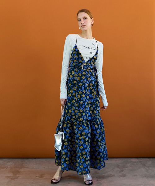 MAISON SPECIAL（メゾンスペシャル）の「Jacquard Camisole One-Piece/ジャガードキャミワンピース（ワンピース・レディース・ピンク/ブルー/ブラック・38/36）」の3枚目の写真