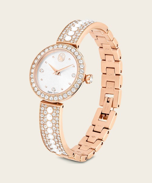 SWAROVSKI(スワロフスキー)の「【公式】【スワロフスキー】Matrix pearl bangle バングルウォッチ, スイス製, クリスタルを使ったブレスレット, ローズゴールドトーン仕上げ(アナログ腕時計・レディース・ホワイト・ONE SIZE)」の3枚目の写真