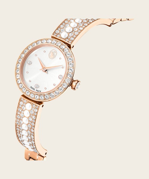 SWAROVSKI(スワロフスキー)の「【公式】【スワロフスキー】Matrix pearl bangle バングルウォッチ, スイス製, クリスタルを使ったブレスレット, ローズゴールドトーン仕上げ(アナログ腕時計・レディース・ホワイト・ONE SIZE)」の5枚目の写真