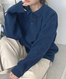 AS KNOW AS plus | ♪衿付きポロニットプルオーバー【UNISEX ITEM】(ニット/セーター)