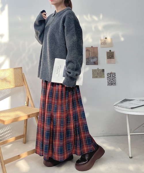 AS KNOW AS plus（アズノゥアズプラス）の「♪衿付きポロニットプルオーバー【UNISEX ITEM】（ニット/セーター・レディース・グレー/ブラウン/ブルーグリーン・FREE）」の4枚目の写真