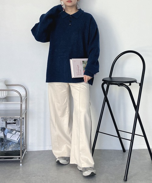 AS KNOW AS plus（アズノゥアズプラス）の「♪衿付きポロニットプルオーバー【UNISEX ITEM】（ニット/セーター・レディース・グレー/ブラウン/ブルーグリーン・FREE）」の22枚目の写真