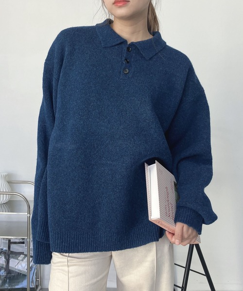 AS KNOW AS plus（アズノゥアズプラス）の「♪衿付きポロニットプルオーバー【UNISEX ITEM】（ニット/セーター・レディース・グレー/ブラウン/ブルーグリーン・FREE）」の19枚目の写真