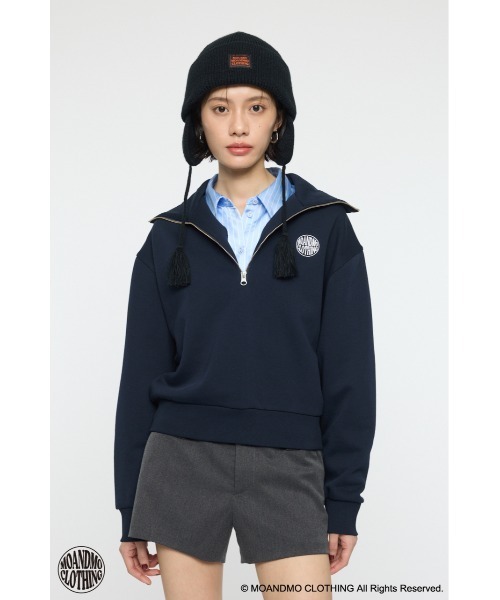 MOUSSY（マウジー）の「MOANDMO ZIP UP スウェット（スウェット・レディース・ネイビー/杢グレー・FREE）」の6枚目の写真