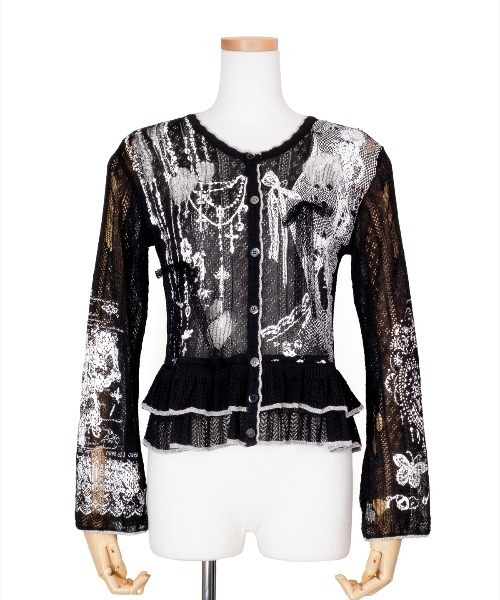 rurumu:（ルルムウ）の「rurumu:/ルルムウ/private collage printed frill cardigan (M（カーディガン/ボレロ・レディース・グレー/ブラック/ライトブルー/ピンク・F）」の2枚目の写真