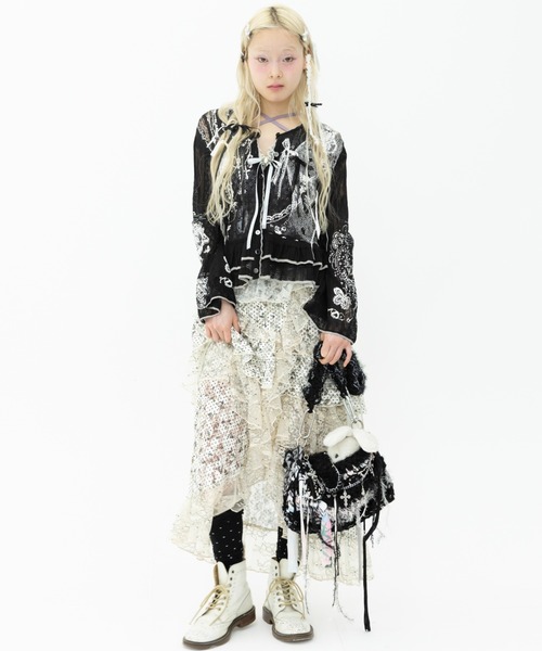 rurumu:（ルルムウ）の「rurumu:/ルルムウ/private collage printed frill cardigan (M（カーディガン/ボレロ・レディース・グレー/ブラック/ライトブルー/ピンク・F）」の11枚目の写真