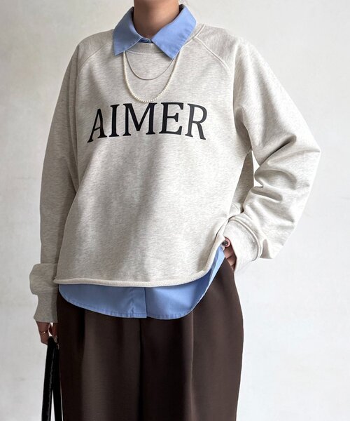 Chez toi（シェトワ）の「ロゴスウェット（Tシャツ/カットソー・レディース・ミント/ホワイト系その他/ネイビー・FREE）」の2枚目の写真