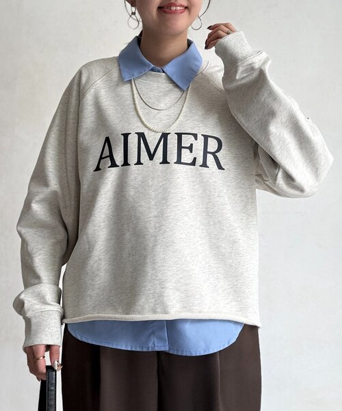 Chez toi（シェトワ）の「ロゴスウェット（Tシャツ/カットソー・レディース・ミント/ホワイト系その他/ネイビー・FREE）」の11枚目の写真