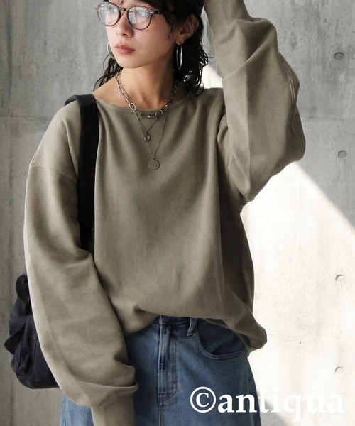 antiqua(アンティカ)の「裏起毛 プルオーバー(Tシャツ/カットソー・レディース・ブラック/杢グレー/グレー系その他/アイボリー・ONESIZE)」の4枚目の写真