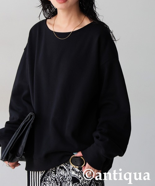 antiqua(アンティカ)の「裏起毛 プルオーバー(Tシャツ/カットソー・レディース・ブラック/杢グレー/グレー系その他/アイボリー・ONESIZE)」の3枚目の写真