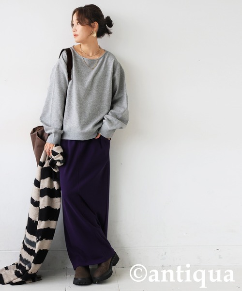 antiqua(アンティカ)の「裏起毛 プルオーバー(Tシャツ/カットソー・レディース・ブラック/杢グレー/グレー系その他/アイボリー・ONESIZE)」の12枚目の写真