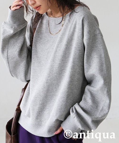 antiqua(アンティカ)の「裏起毛 プルオーバー(Tシャツ/カットソー・レディース・ブラック/杢グレー/グレー系その他/アイボリー・ONESIZE)」の6枚目の写真