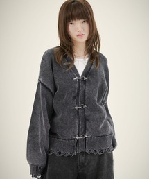 MSG（エムエスジー）の「ファイヤーマンダメージスプリングニットカーディガン（ニット/セーター）」