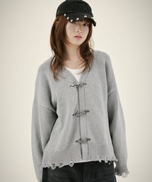 MSG（エムエスジー）の「ファイヤーマンダメージスプリングニットカーディガン（ニット/セーター）」