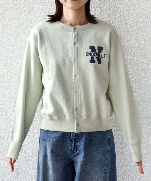 SHIPS(シップス)の「【SHIPS別注】TENNESSEE:〈洗濯機可能〉スナップ 釦 スウェット カーディガン(カーディガン/ボレロ・レディース・ミント/アイボリー・ONE SIZE)」の7枚目の写真