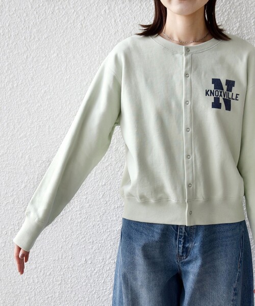 SHIPS(シップス)の「【SHIPS別注】TENNESSEE:〈洗濯機可能〉スナップ 釦 スウェット カーディガン(カーディガン/ボレロ・レディース・ミント/アイボリー・ONE SIZE)」の3枚目の写真