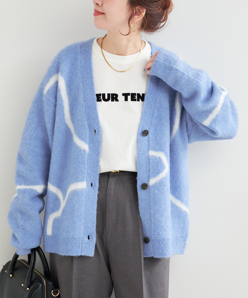 セール】手洗い可 / 柄ニットカーディガン（カーディガン/ボレロ