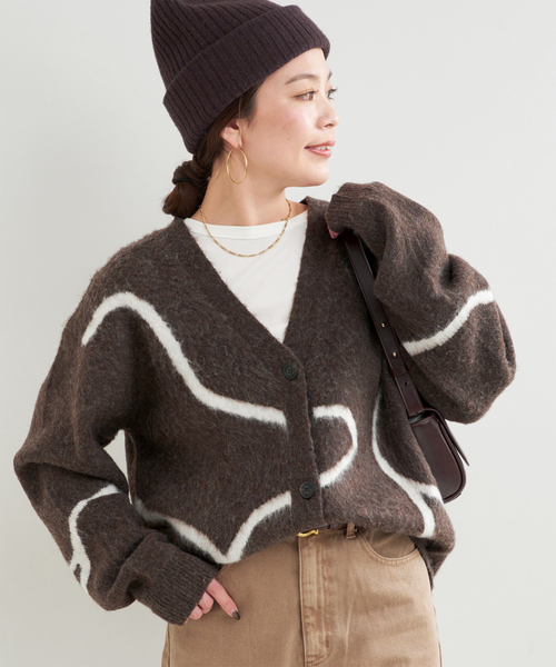 セール】手洗い可 / 柄ニットカーディガン（カーディガン/ボレロ