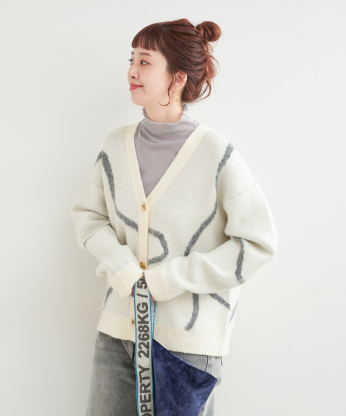 セール】手洗い可 / 柄ニットカーディガン（カーディガン/ボレロ