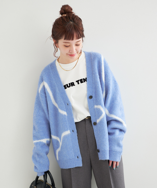 セール】手洗い可 / 柄ニットカーディガン（カーディガン/ボレロ