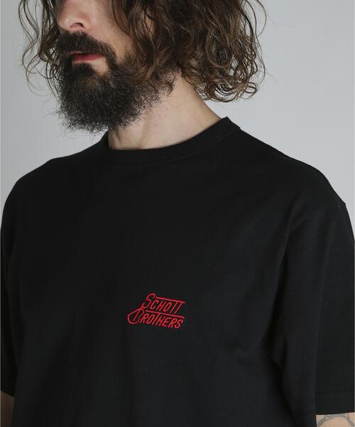 Schott(ショット)の「Schott/ショット/HEART LOGO Schott BROS. EMB. T-SHIRT/ハートロゴ ショットブロス 刺繍Tシャツ(Tシャツ/カットソー・メンズ・ネイビー/ブラック/ホワイト・M/2XL/XL/L)」の7枚目の写真