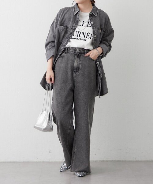 Remind me and forever(リマインドミーアンドフォーエバー)の「【2026SS】【ウエスト調節&セルフカット可能】デニムリメイクライクワイドパン(デニムパンツ・レディース・スミクロ/ワンウォッシュ・FREE)」の15枚目の写真