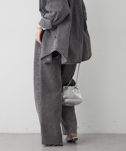 Remind me and forever(リマインドミーアンドフォーエバー)の「【2026SS】【ウエスト調節&セルフカット可能】デニムリメイクライクワイドパン(デニムパンツ・レディース・スミクロ/ワンウォッシュ・FREE)」の17枚目の写真